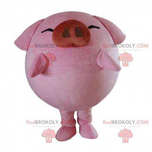 Mascotte de gros cochon rose, costume de la ferme -