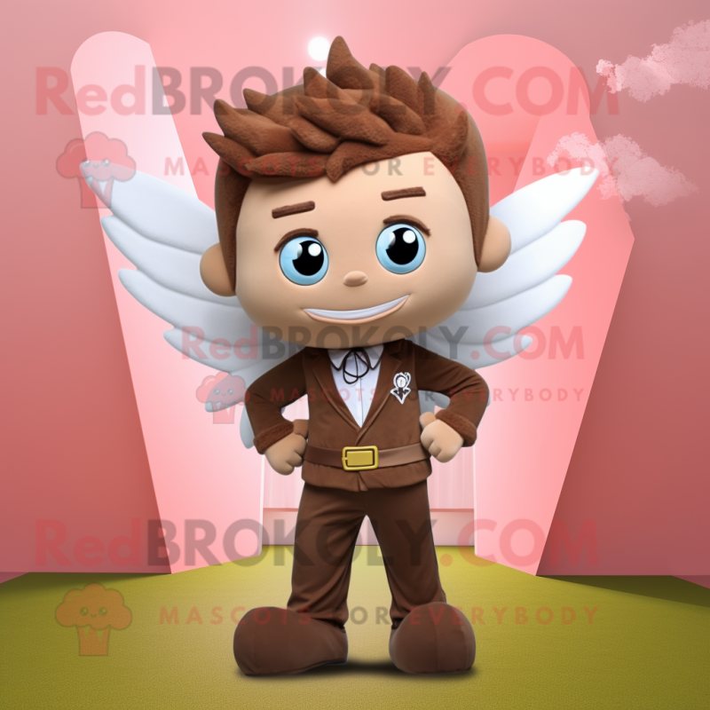 Brown Cupid mascot costume character dressed with a Suit Jacket and Shoe laces Brown Cupid mascot costume character dressed with a Suit Jacket and Shoe laces