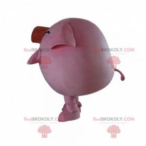Mascotte de gros cochon rose, costume de la ferme -