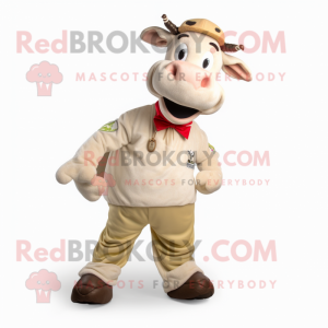 Beige Holstein Cow maskot...