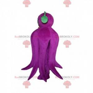 Sonriente mascota pulpo morado con auriculares - Redbrokoly.com