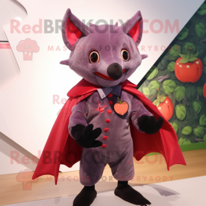 Red Fruit Bat mascot costume character dressed with a Waistcoat and Cummerbunds