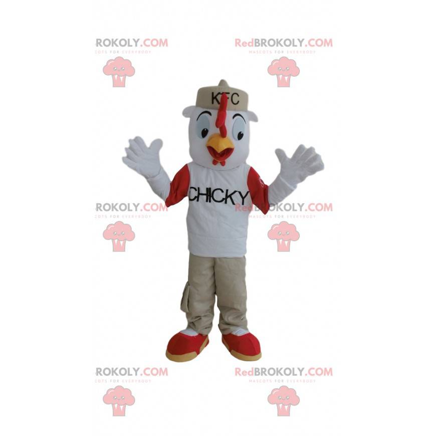 Mascota de pollo de KFC, disfraz de pollo vestido -