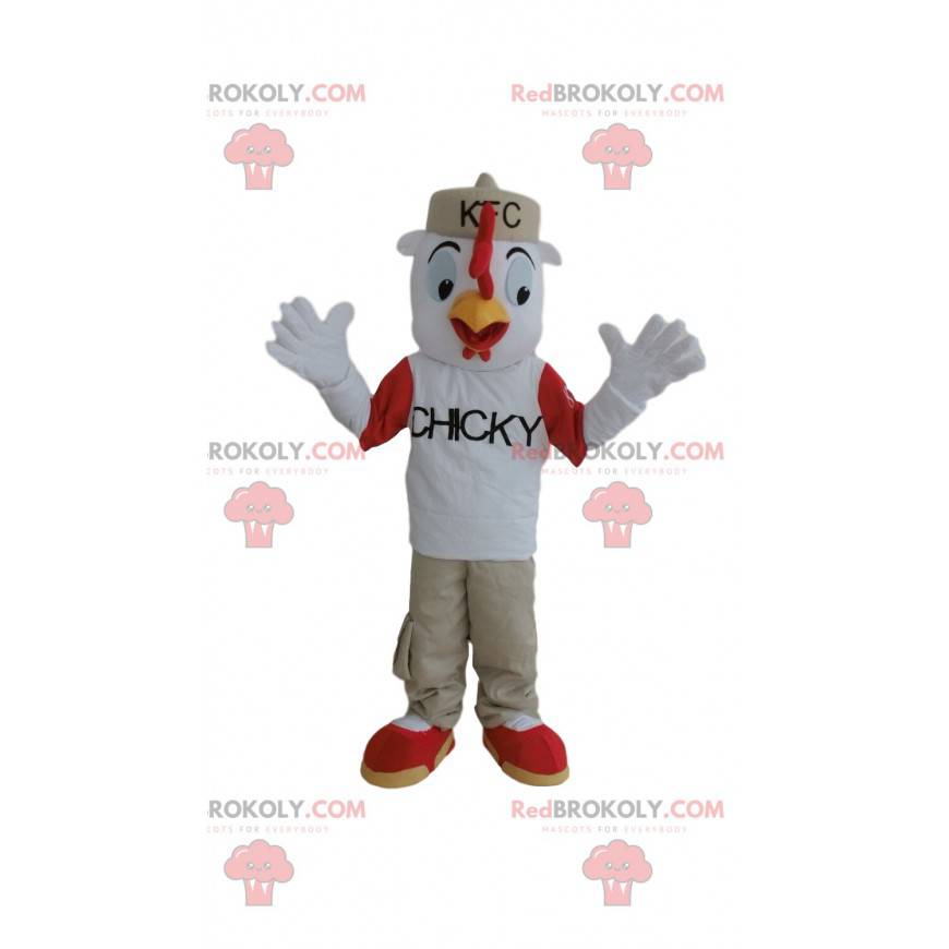 Mascotte de poulet KFC, costume de poulet habillé -