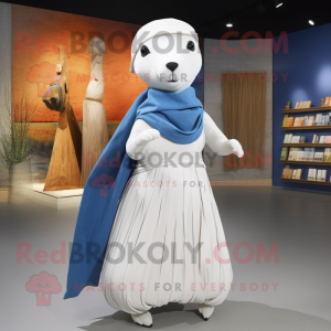 nan Ermine mascot costume character dressed with a Pleated Skirt and Shawls