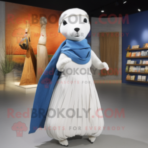 nan Ermine mascot costume character dressed with a Pleated Skirt and Shawls