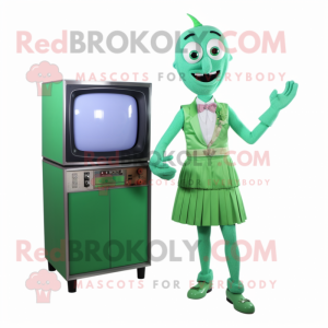 Grøn tv maskot kostume...