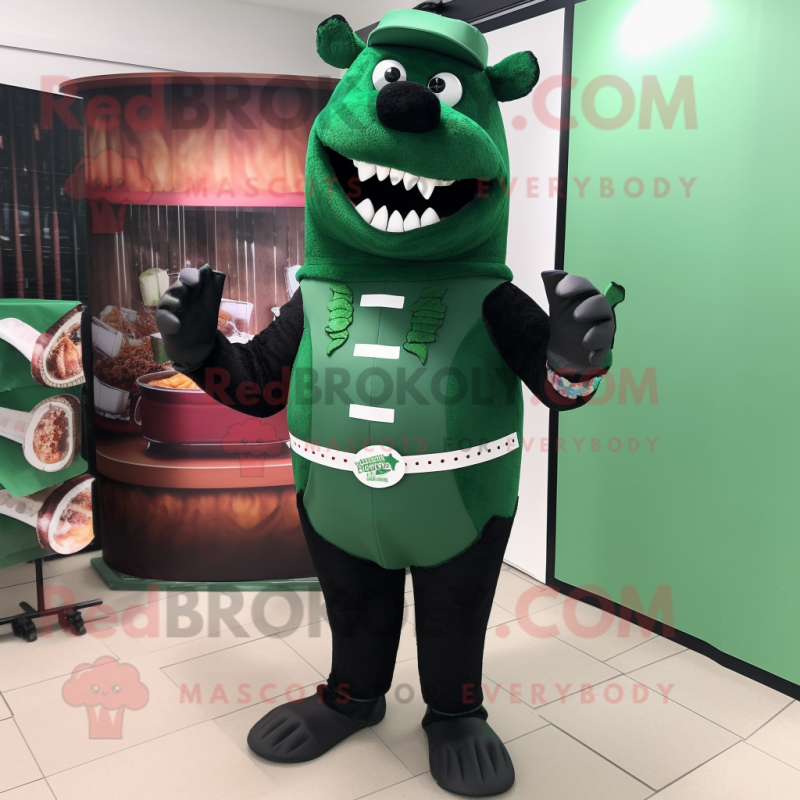 Forest Green Bbq Ribs mascot costume character dressed with a Leggings and Cufflinks Forest Green Bbq Ribs mascot costume character dressed with a Leggings and Cufflinks