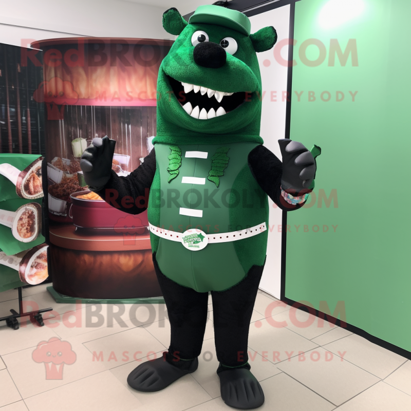 Forest Green Bbq Ribs mascot costume character dressed with a Leggings and Cufflinks