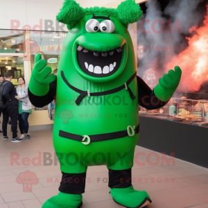 Forest Green Bbq Ribs mascot costume character dressed with a Leggings and Cufflinks