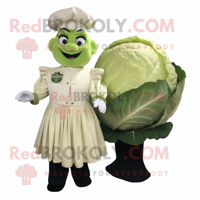 Cream Cabbage mascot costume character dressed with a A-Line Dress and Cufflinks Cream Cabbage mascot costume character dressed with a A-Line Dress and Cufflinks
