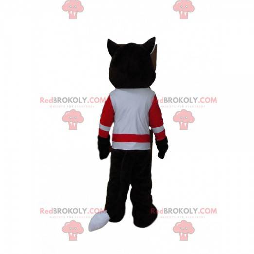 Mascotte de loup en tenue de sport, costume de loup sportif -