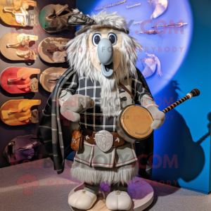 Sølv sekkepipe maskot drakt...