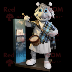Sølv sekkepipe maskot drakt...