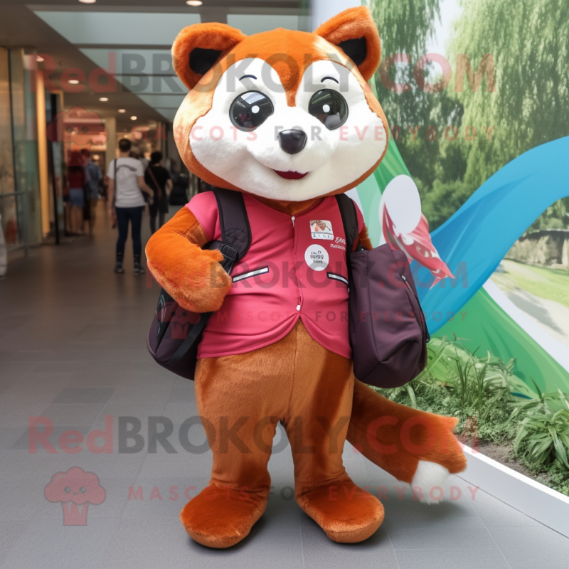 nan Red Panda mascot costume character dressed with a Trousers and Tote bags