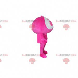 Mascota de personaje rosa y blanco, disfraz de alien -