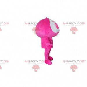 Mascotte personaggio rosa e bianco, costume alieno -