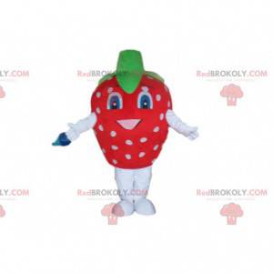Mascotte de fraise rouge à pois blancs, costume de fraise -