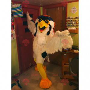 Corujas mascote pássaro branco amarelo e laranja -