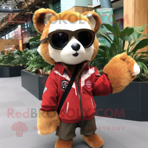 Tan Red Panda maskot kostym...