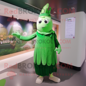 nan Spinach mascot costume character dressed with a Sheath Dress and Anklets