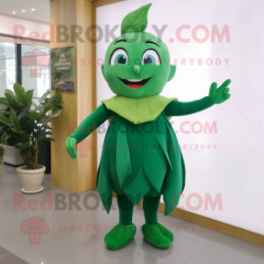 nan Spinach mascot costume character dressed with a Sheath Dress and Anklets