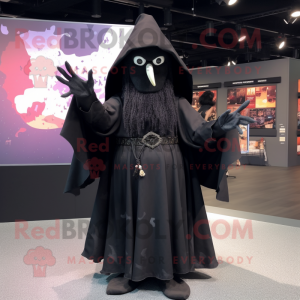 Black Witch mascot costume character dressed with a Sweatshirt and Belts