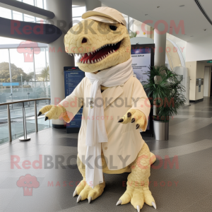 Cream T Rex maskot kostume...