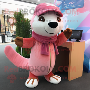 Pink Otter mascotte kostuum...