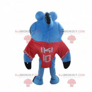 Mascotte de grand requin bleu et blanc, costume de requin