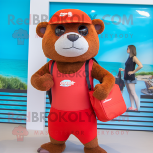 Red Otter maskot kostume...