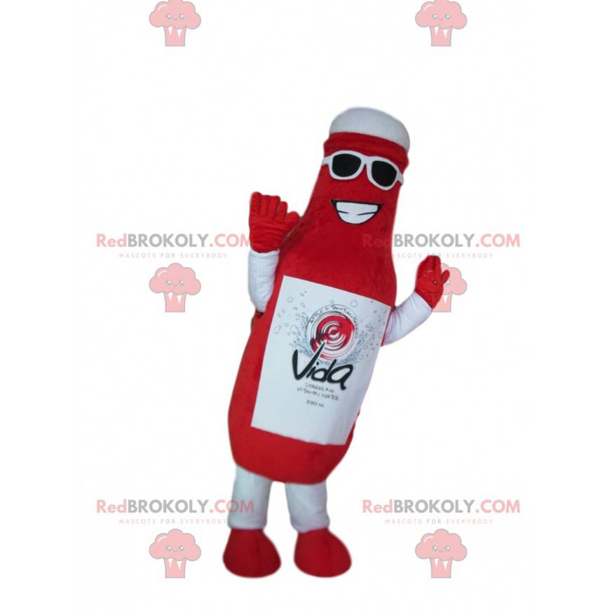 Mascot botella roja gigante, traje de salsa de tomate -