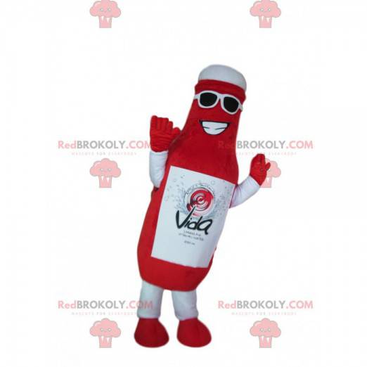 Mascot botella roja gigante, traje de salsa de tomate -