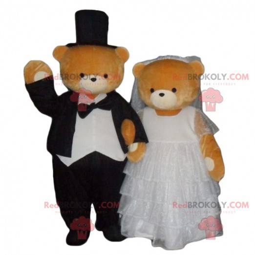 Getrouwde teddybeer mascotte, man en vrouw kostuum -