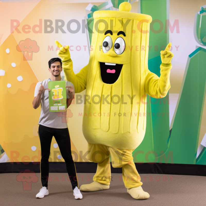 Gold Celery mascot costume character dressed with a Capri Pants and Watches