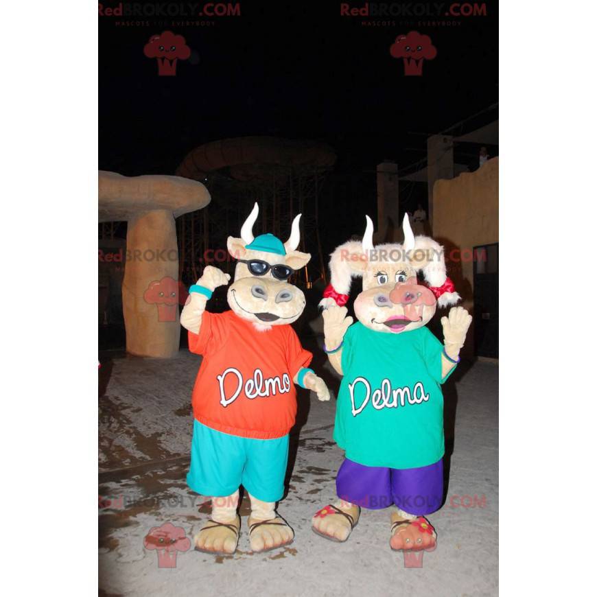 2 mascottes de vaches mignonnes et colorées - Redbrokoly.com