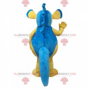 Mascotte d'hippocampe jaune et bleu, costume de la mer -