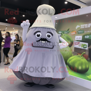Gray Radish mascot costume character dressed with a A-Line Skirt and Watches