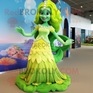 Lime Green Mermaid mascotte...