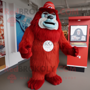 Rød Yeti maskot drakt figur...