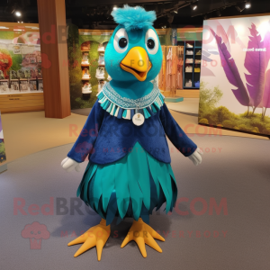 Teal Pheasant maskot kostym...