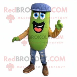 Olive Bagels mascot costume character dressed with a Bootcut Jeans and Ties