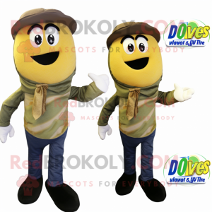 Olive Bagels mascot costume character dressed with a Bootcut Jeans and Ties