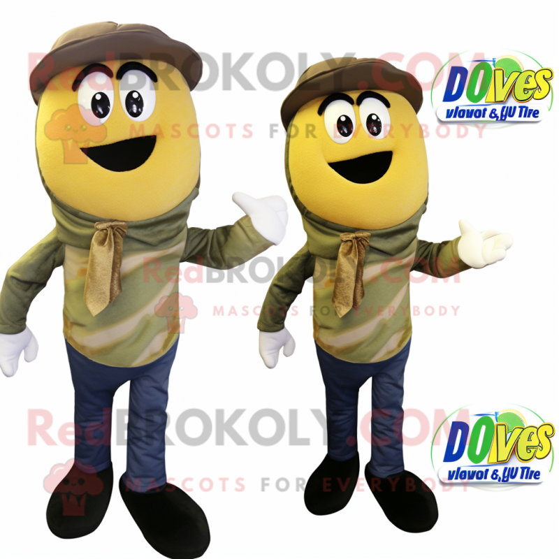 Olive Bagels mascot costume character dressed with a Bootcut Jeans and Ties Olive Bagels mascot costume character dressed with a Bootcut Jeans and Ties