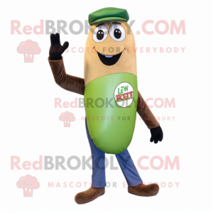 Olive Bagels mascot costume character dressed with a Bootcut Jeans and Ties