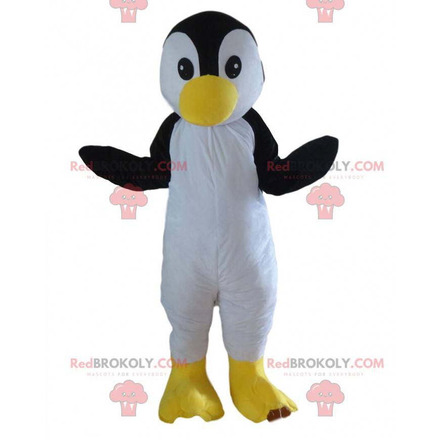 Mascota de pingüino blanco y negro totalmente personalizable -