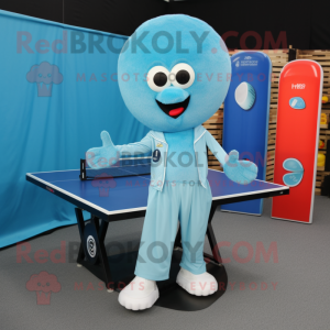 Cyan Ping Pong Table mascot costume character dressed with a Suit Jacket and Shoe laces