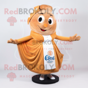 Rust Croissant mascot costume character dressed with a Circle Skirt and Scarf clips