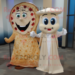 Beige Pizza Slice maskot...