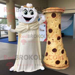 Beige Pizza Slice maskot...